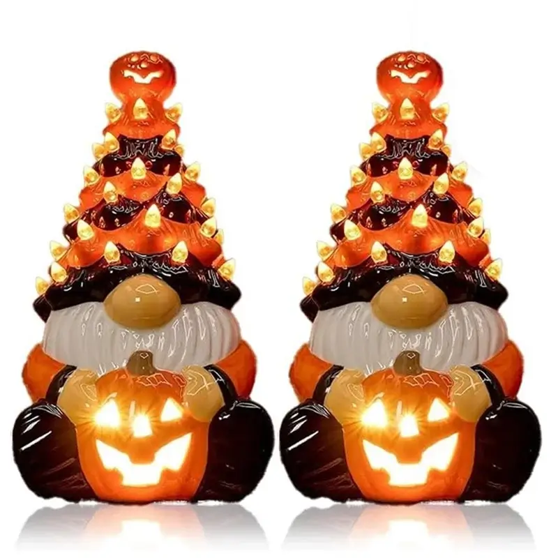 AAAN-Lighted Pumpkin Dwarf Decorations Handmade  Halloween Dwarf Decoration With Light For Home Indoor Outdoor Party