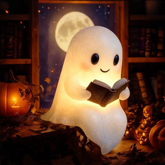 Cute Halloween Ghost Reading Lamp 3D LED Scary Night Light Halloween Decor Ghost Desk Lamp for Book Lovers