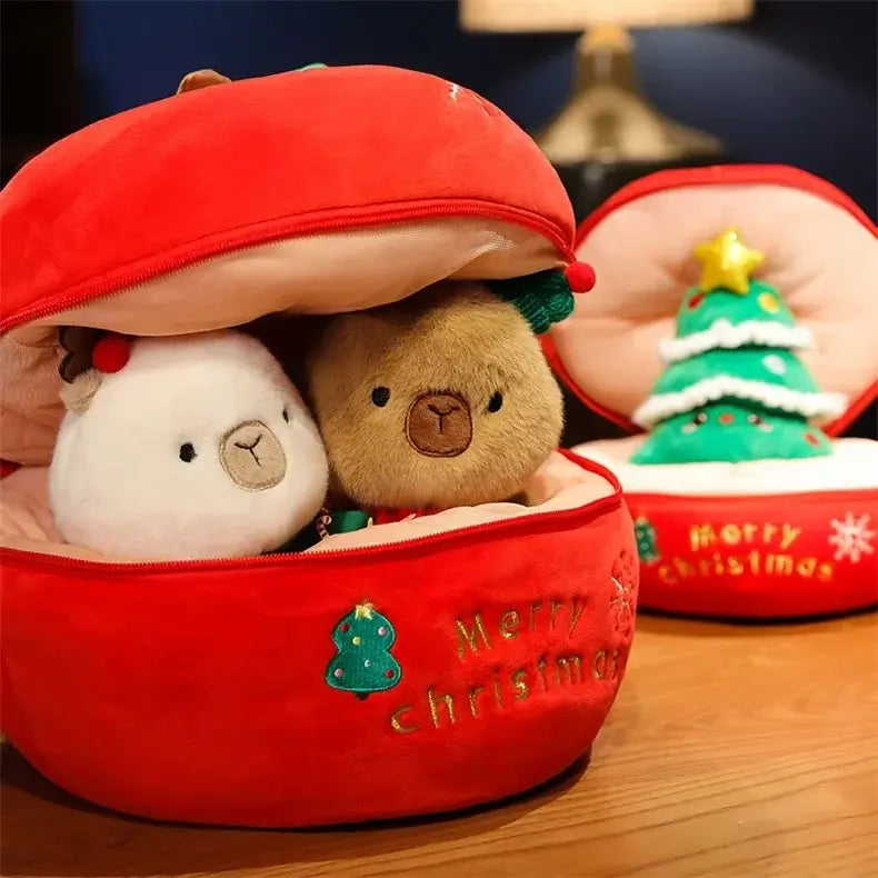 Christmas Home Decor Stuffed Doll Soft Apple Case All in One Santa Claus Plush Toy Elk...