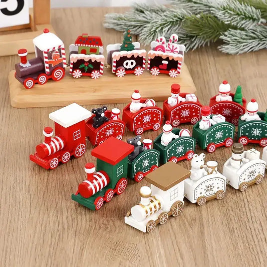 Christmas Wooden Train Merry Christmas Decorations for Home 2024 Xmas Tree Ornament Navidad Noel Kids Gift Happy New Year 2025