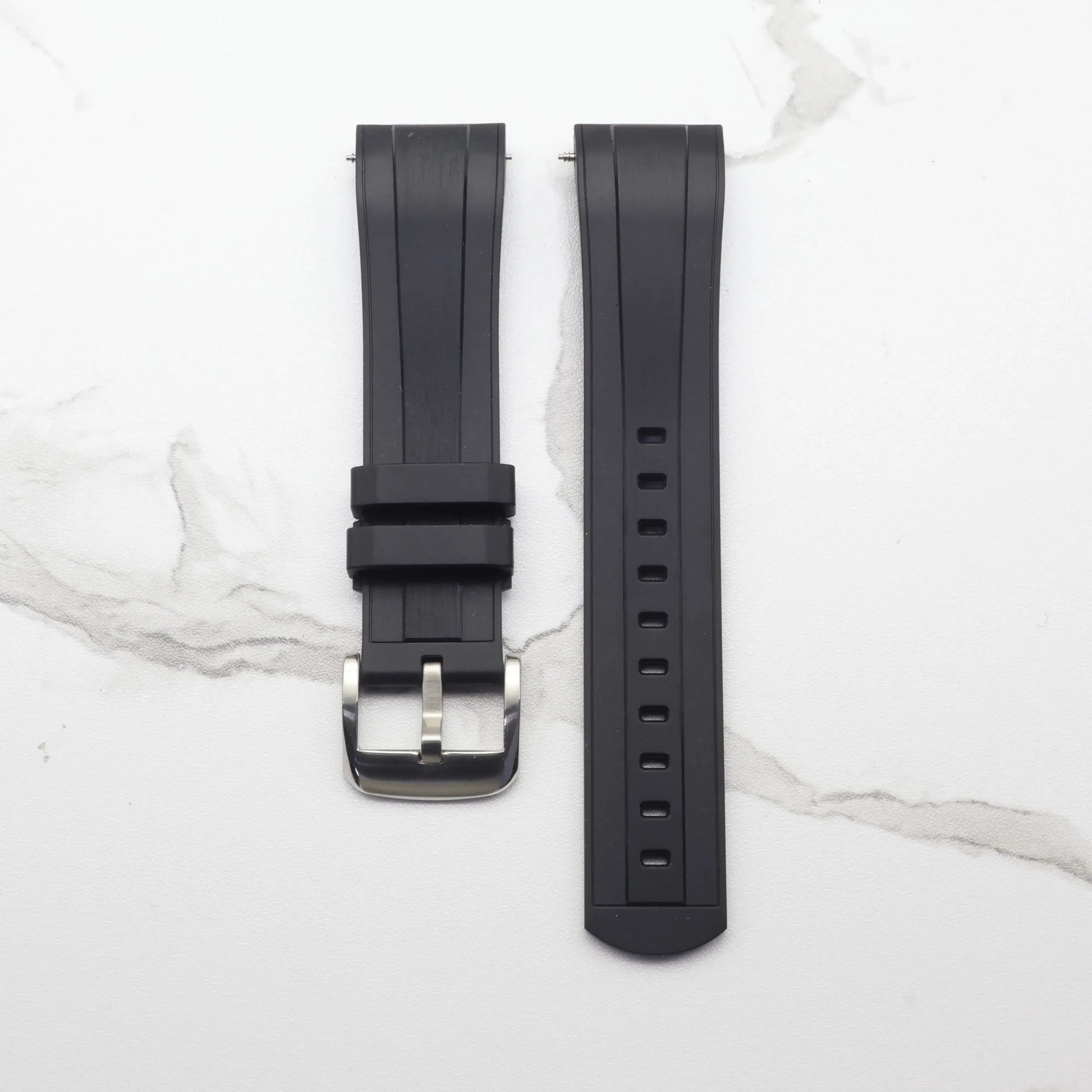 Black liquid silicone strap for T-Star T120.417 watches with satin effect in the middle, high-end design.