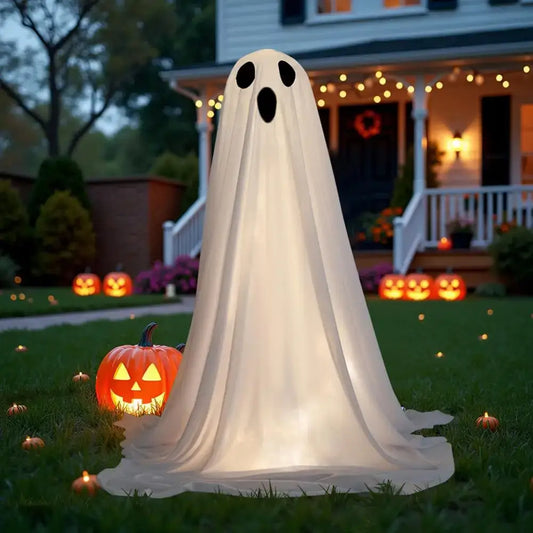 Lighted Spooky Ghost Decor Halloween Decorations Outdoor with LED String Lights Scary Standing Ghosts Decor for Front Porch Yard