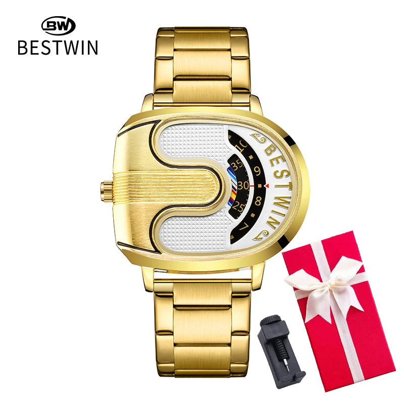 Gold Top Brand Luxury Men Watches Unique Design