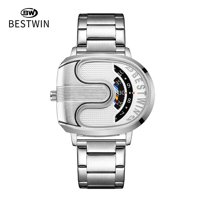 Luxury men's watches with stainless steel band featuring a unique design by Bestwin.