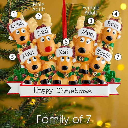 Personalized Christmas Decorations Reindeer Home New Year Ornaments Elk Family....