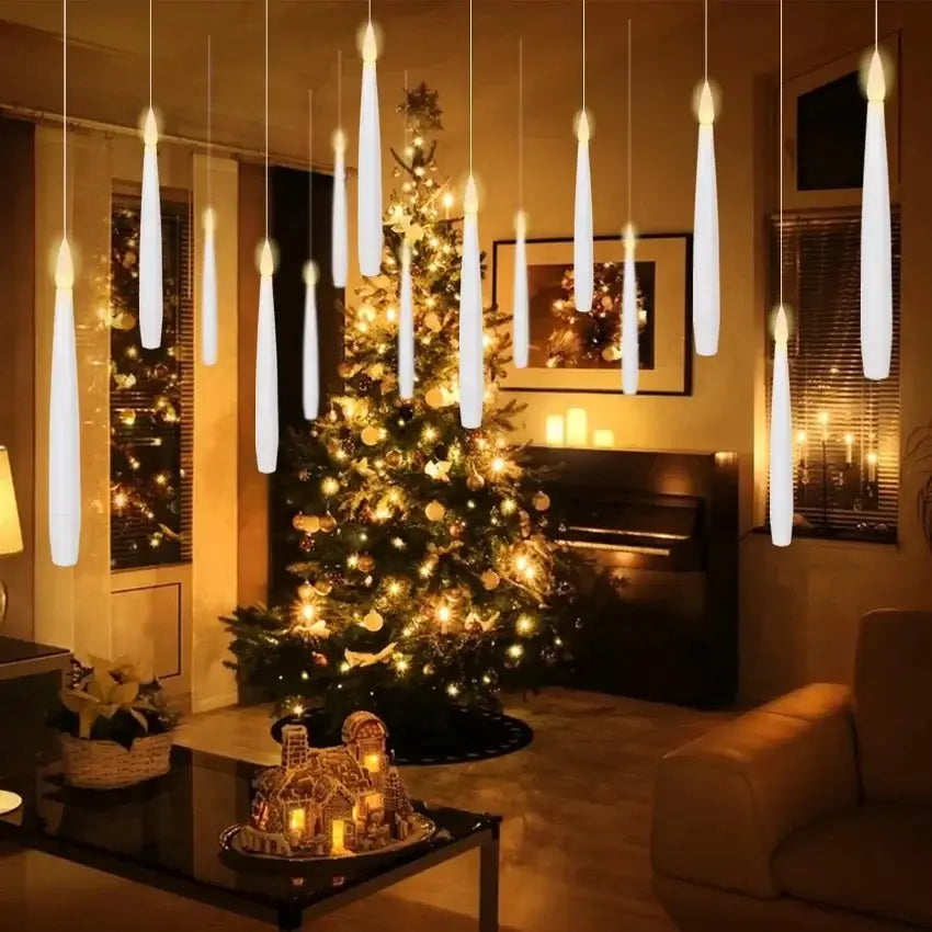 Floating Candles with Magic Wand Flickering Warm Light LED Flameless Candle Taper Candles for Christmas/Wedding/Party 10-200Pcs