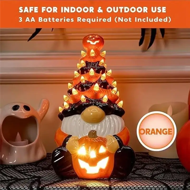 AAAN-Lighted Pumpkin Dwarf Decorations Handmade  Halloween Dwarf Decoration With Light For Home Indoor Outdoor Party