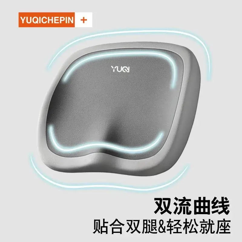 Ergonomic memory foam seat cushion for comfort in car and office, designed to relieve hip pressure.