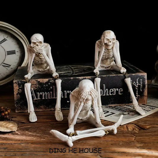 Halloween Home Hanging Skeleton Head Decoration Resin Ornaments 3 Styles Ghost Skeleton Modeling Craft Bookshelf Table Edge Prop