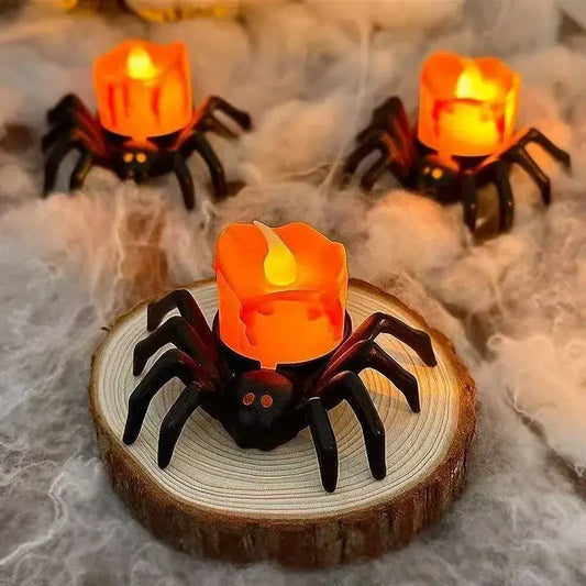 Halloween Spider Toy Candle Lamp Pumpkin Lamp Atmosphere Festival Decoration Props LED Decorative Halloween Gifts for Children