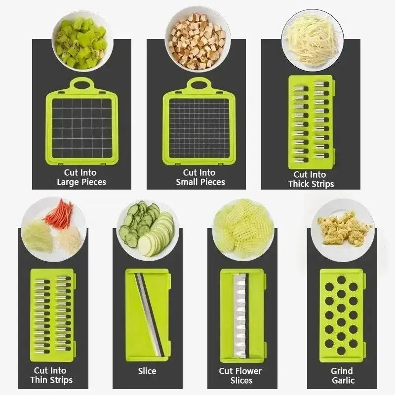 Hot 14/16 in 1 Multifunctional Vegetable Chopper Slicer Shredder with Basket Fruit Slicer Potato Shredder Carrot Grind Gadgets