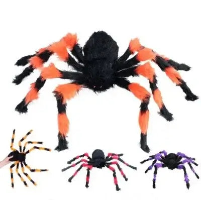 75/150/200cm Halloween Plush Simulation Spider Colorful Black Ghost House Bar Scary Big Spider Outdoor Decor Props Spider Web