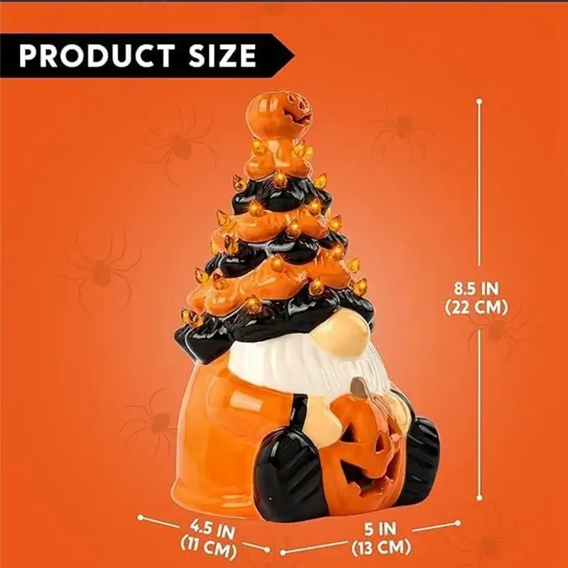 AAAN-Lighted Pumpkin Dwarf Decorations Handmade  Halloween Dwarf Decoration With Light For Home Indoor Outdoor Party