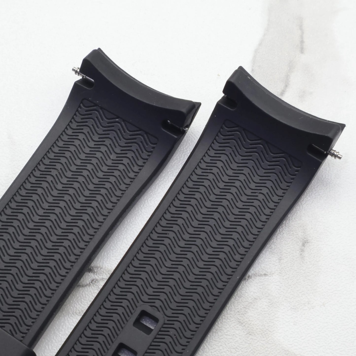 Close-up of T-Star T120.417 watch liquid silicone strap, featuring a textured design and satin effect.