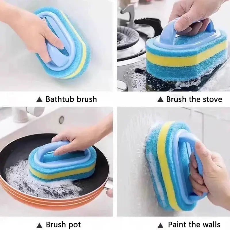 Cleaning Brush With Handle Sponge Wiping Kitchen Cleaning Pot Washing Dishwashing Sponge Cleaning And Brush Tool Toilet Ceramic