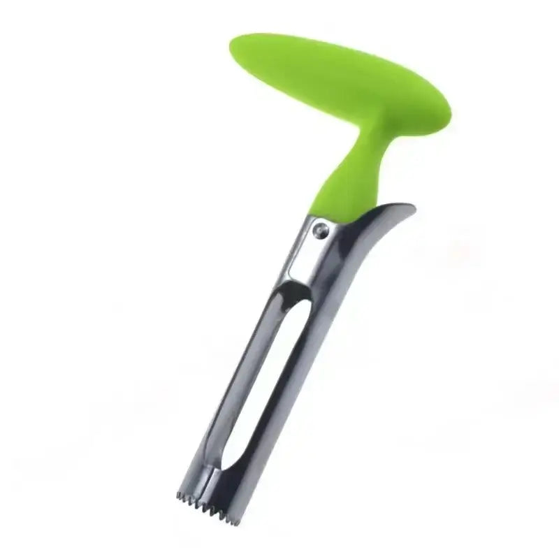 Stainless steel apple corer with green handle, perfect for removing seeds from apples and pears with ease.