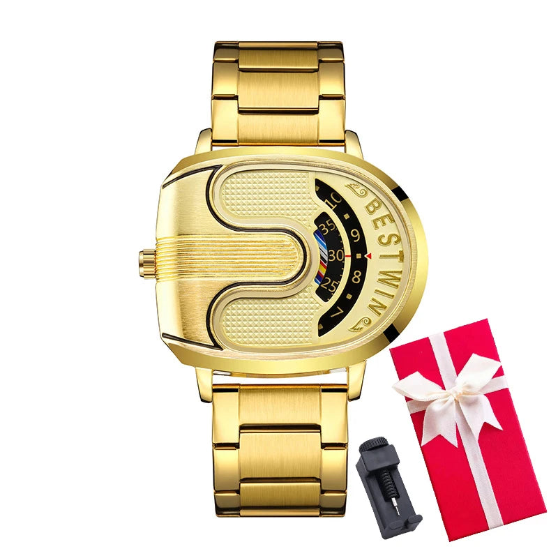 Gold Top Brand Luxury Men Watches Unique Design