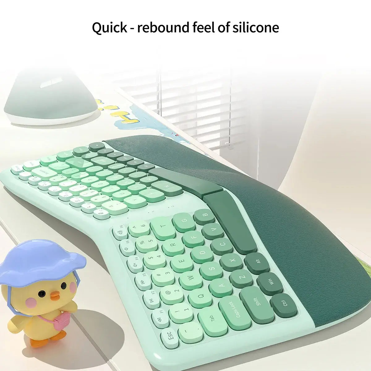 MOFii ergonomic wireless keyboard and mouse set with silicone feel, designed for comfort and efficiency in the office.